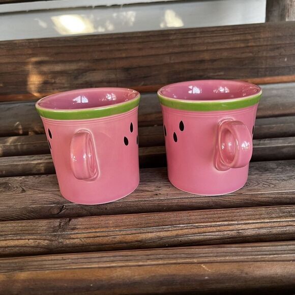 Fiesta Watermelon by Homer Laughlin Set of 4 Mugs 10-oz Round Handle USA Retired - Picture 12 of 14